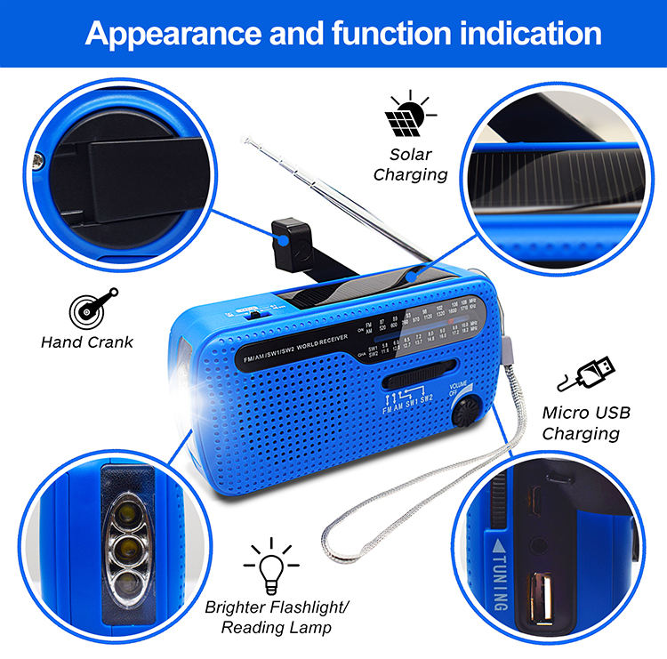 wireless solar speaker Home Electric Portable Small Battery Rechargeable Solar radio speaker with LED Light