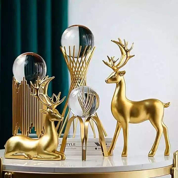 Modern Table Living Room Gold Deer Accessories Crystal Ball Decoration