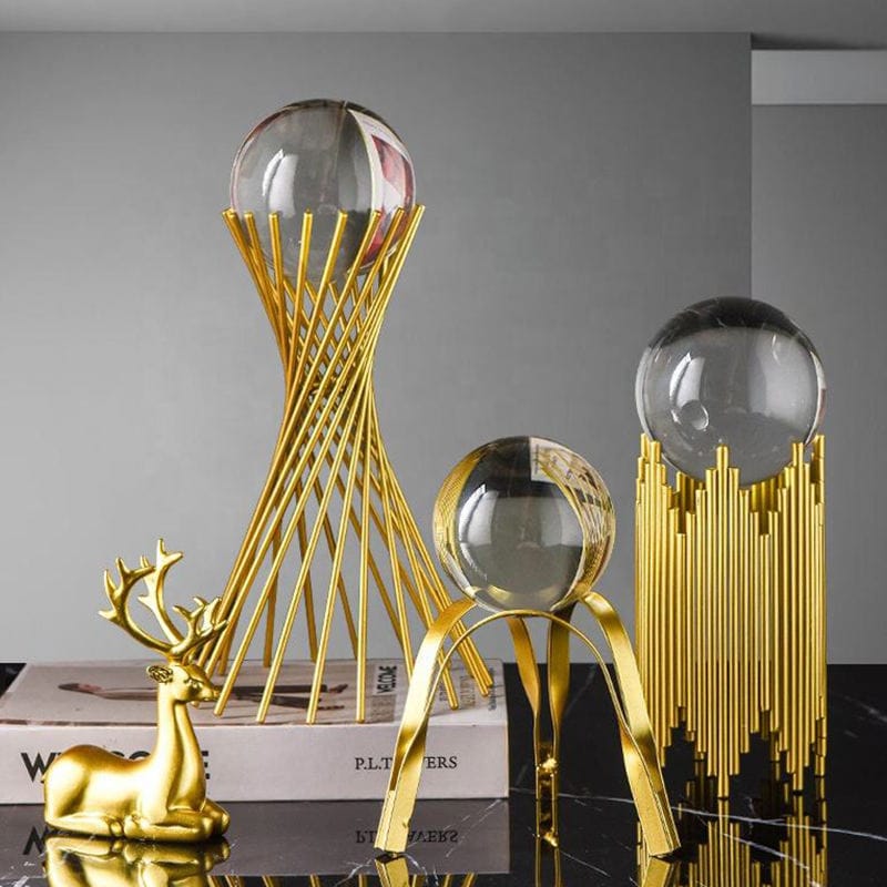 Modern Table Living Room Gold Deer Accessories Crystal Ball Decoration