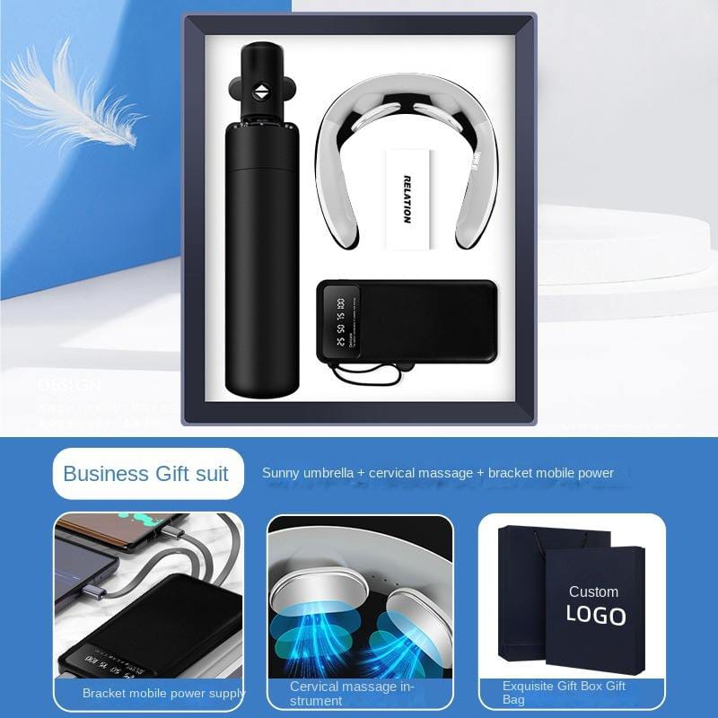 Innovative gifts vacuum flask Neck massager Power bank Luxury Business Cooperate Gift Set