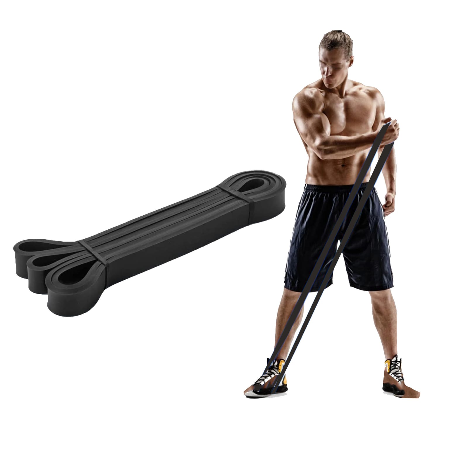 Fitness Strength Training Black Power Exercise Workout Stretch Resistance Exercise Band