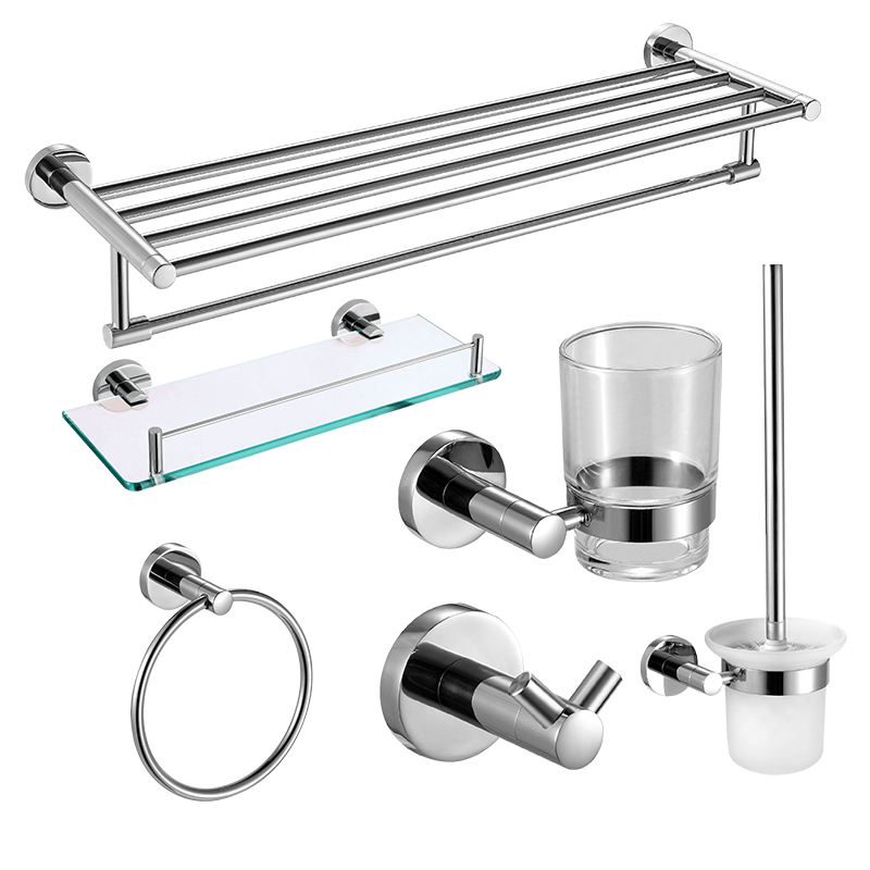 Modern Design Chrome finished Six Pieces Stainless Steel Hardware Accessory Set For Bathroom