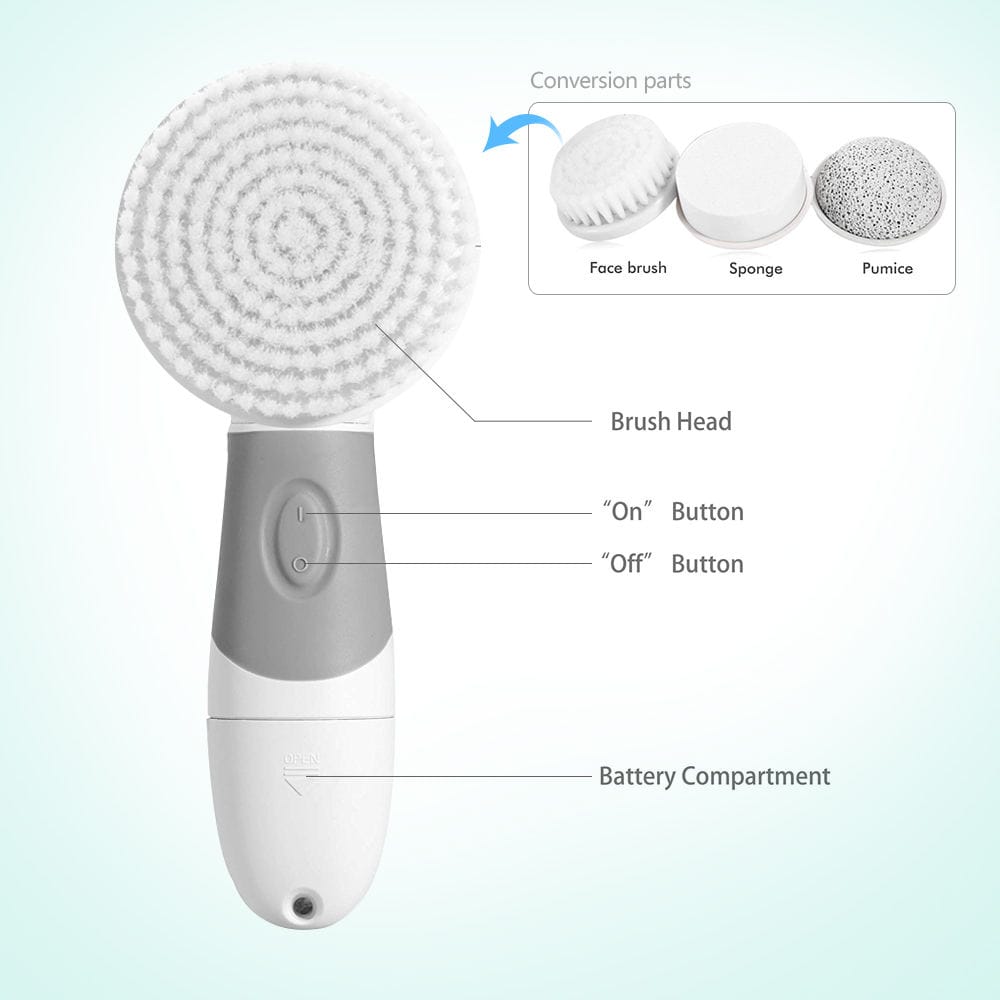 4 In 1 Electric Face Cleansing Brush Facial Cleansing Skin Scrubber Body Washing Brush For Face Body Exfoliating Cleaning Device