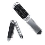 Mini Folding Hair Comb with Makeup Mirror and Grip for Sustained Comfort and Control