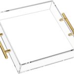 Modern Serving Platter Acrylic Serving Trays With Gold Handle