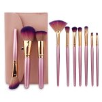 Face Powder Eye Cosmetics 10pcs Purple Makeup Brush Set with Bag