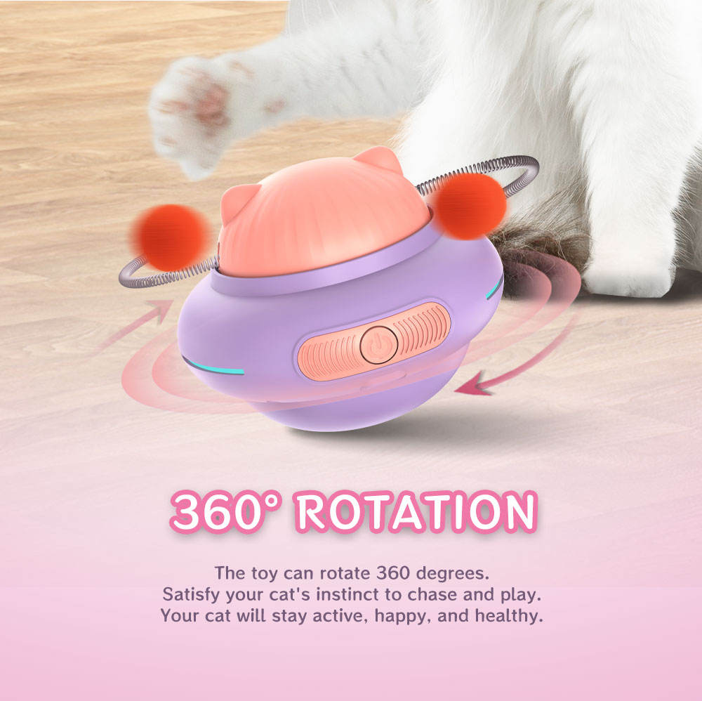 Feather Teaser Stick Bell & Plush Ball Tumbler Smart Automatic Interactive Indoor Cat Kitten Toy