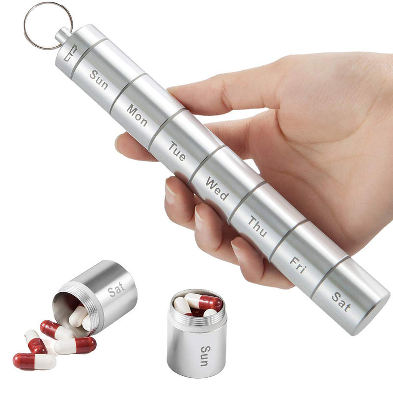 Multifunction Metal Aluminum alloy Pill Bottle Organizer Travel Pill Box Case