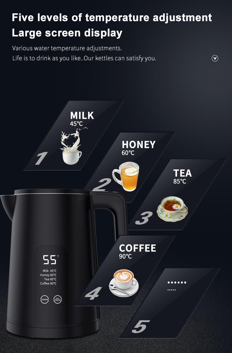 Digital Tea Smart Electric Kettle Keep Warm Temperature controller LED Display Kettle