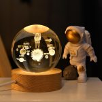 Laser Crystal Ball With Led Lighting Wood Base