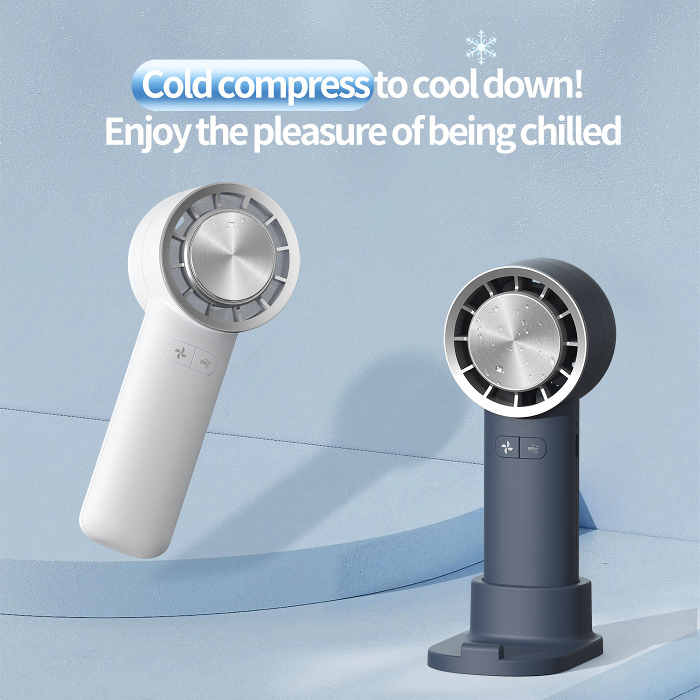 New design battery operated ice cooling mode portable cooling handheld fan