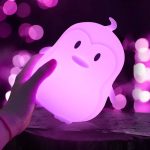 Stuffed Animal Cute Figure Soft Silicone RGB Light Toy Hand Tap Smart Touch Control LED Machine Penguin Night Lights for Kids