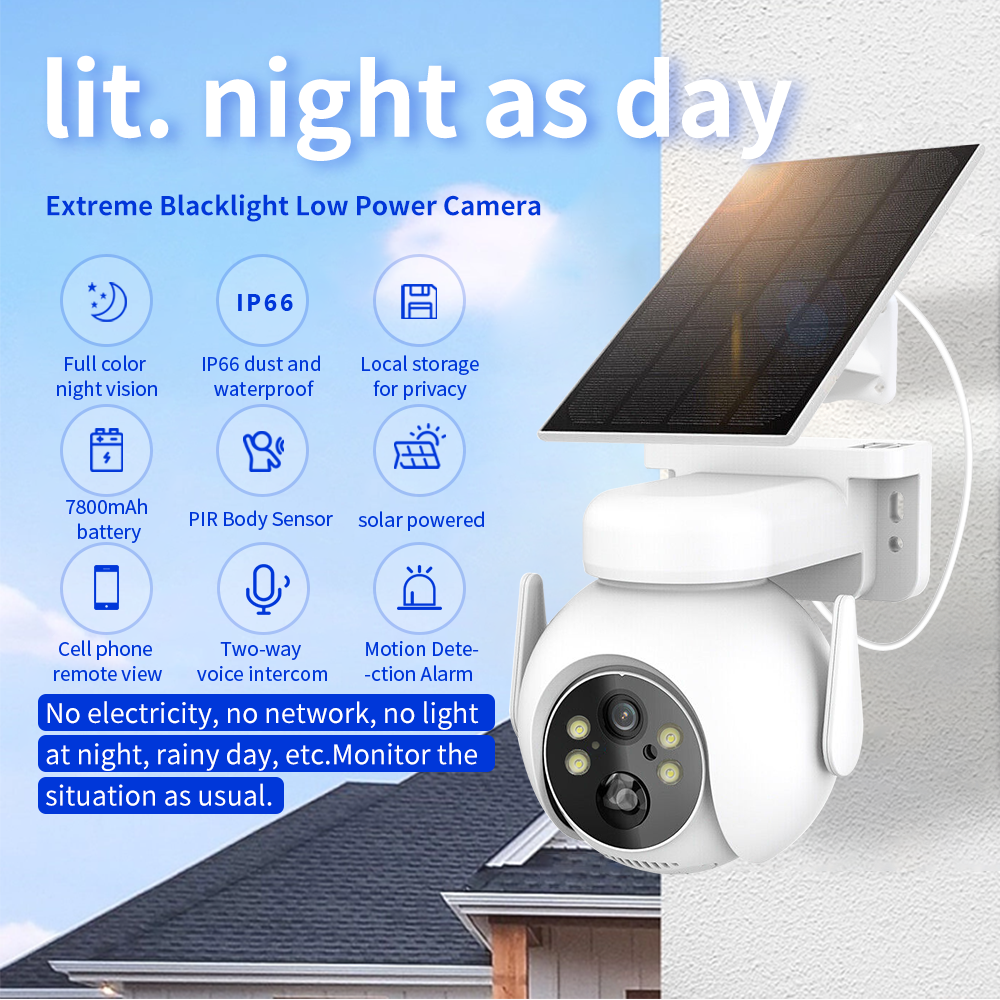 Monitoring Sound and Light Alarm Support Lithium Battery Solar Panel HD Outdoor Waterproof WIFI Camera