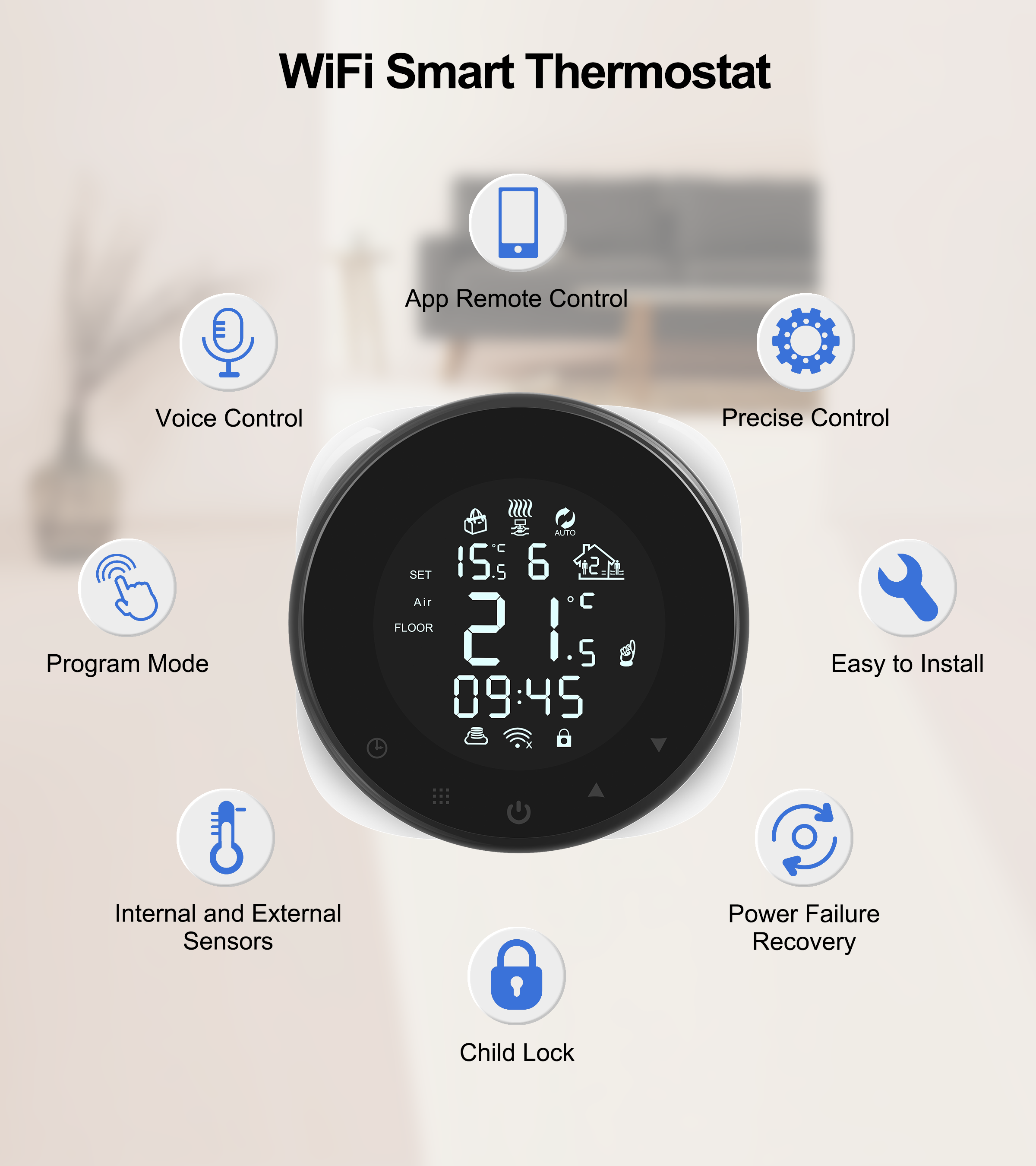 Room Thermostat Programmable Electric/Water Heating Customized WiFi Thermostat for smart home life