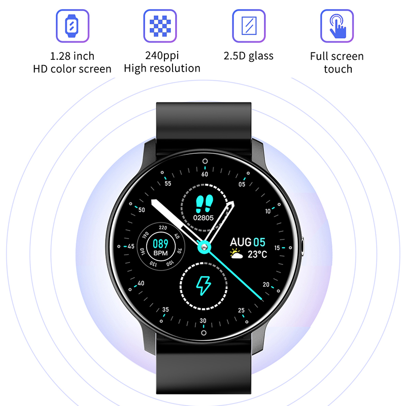 smartwatch ZL02C Pro with heart rate tracking BT call 1.28inch round display unisex