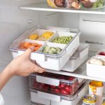 Fruit Storage Box Vegetable Fridge Crisper Storage Plastic Stackable Refrigerator Organizer