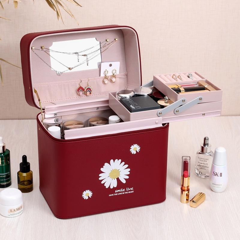 Quality makeup case travel luggage case PU vanity portable large Cosmetic Travel Case