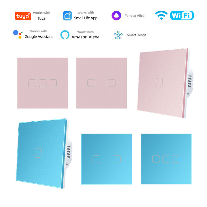 Pin toughened glass panel smart home system smart life 1 gang touch wifi light wall switches