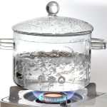 Transparent Clear Double-ear Kitchen Pots Borosilicate Heat Glass Cooking Pot