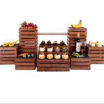 Wooden combined food stand and risers ,modern dessert buffet display racks for sale