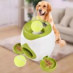 Automatic Throw Leak Food Feeder Treat Dispenser Dogs Training Tennis Ball Thrower