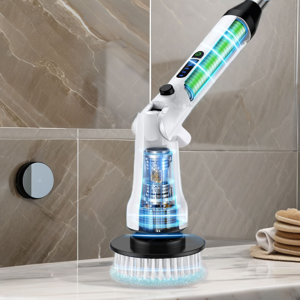 Electric Handheld Cordless Floor Cleaning Brush Spin Scrubber for Kitchen and Bathroom Use