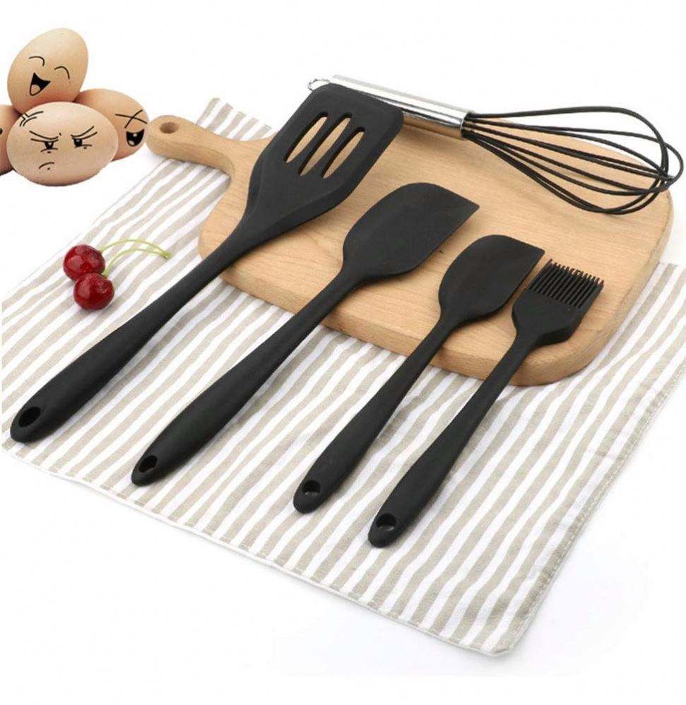 5Pcs Heat Resistant Food Silicone Kitchen Utensils Cheap Cooking Spatula Set