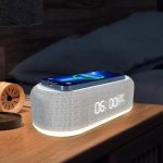 Time Display 4 In 1 Digital Alarm Clock 15W fast Wireless Charger With Led Night Light