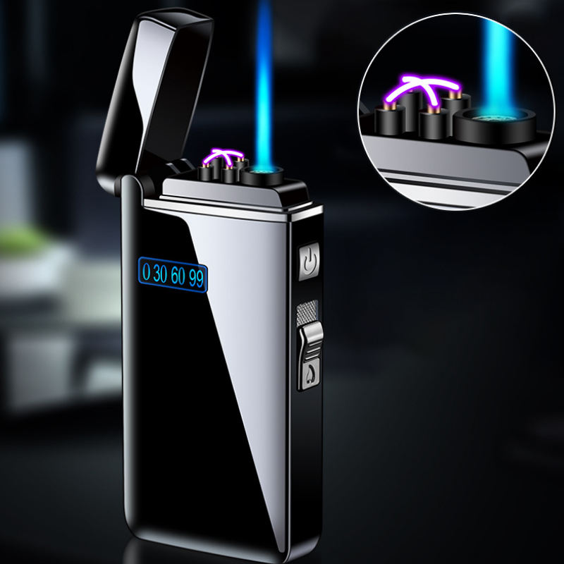 Windproof USB ARC Electric Lighter Plasma Metal Butane Turbo Torch Lighters Gas-Electricity Double Fires Gadgets for Men