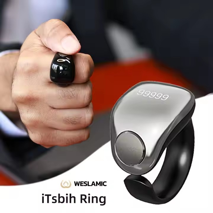 Smart Ring Muslim Zikr Counter with Wireless Charging Smart Alarm Clock 3 Sizes Plastic Case