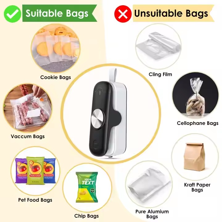 Food sealer kitchen gadget Potato chip bag plastic bag food storage Bag Sealer Heat Seal with Cutter 2 in 1