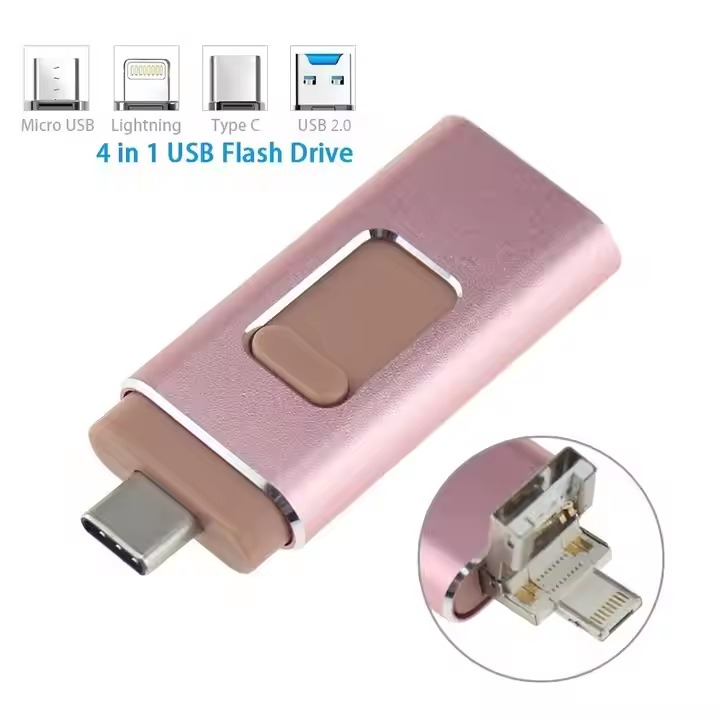 4 in 1 OTG USB Flash Drive HD USB 3.0 Flash Memory Pendrive 128GB Android Cell Phone Micro USB Type C