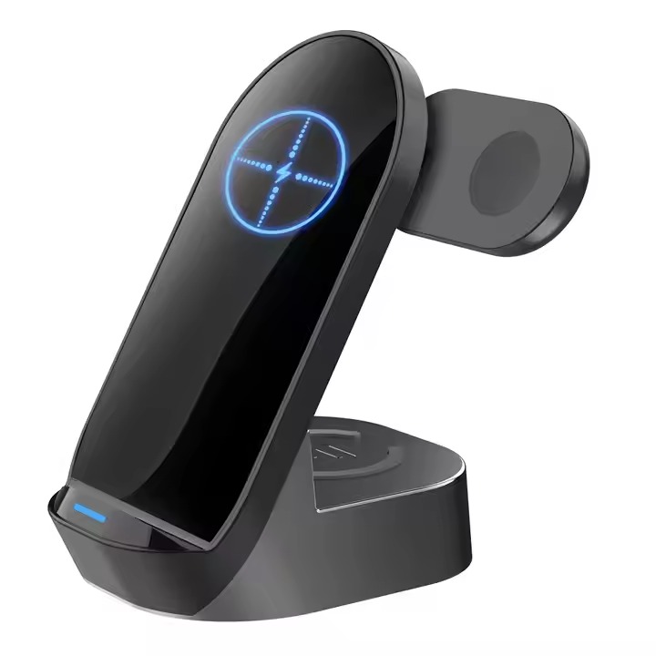 desktop wireless qi charger 3 in 1, smartphone holder,Mobile phone watch headset wireless charging station