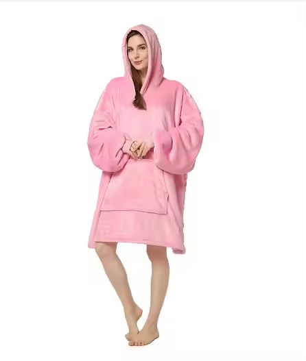 Winter sleepwear warm hooded blanket wearable blanket