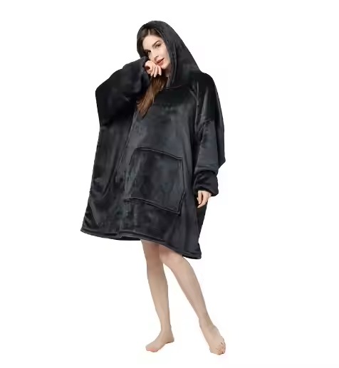 Winter sleepwear warm hooded blanket wearable blanket