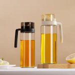 600Ml Auto Flip Clear Glass Sauce and Vinegar Bottle Olive Oil Dispenser for Kitchen Oil Cooking