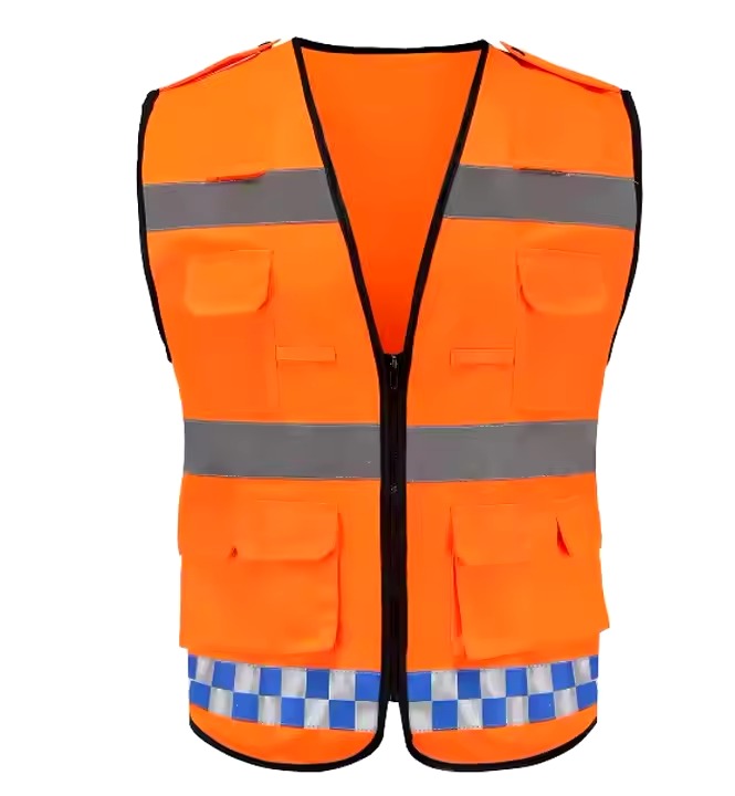 mens high quality jacket blue reflective vest long sleeve green safety high vest