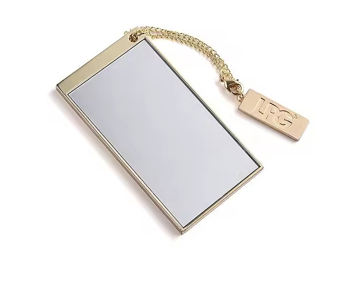 Compact Mirror Gold Plating Hand Mirror Pocket Size Mirror With Pendant