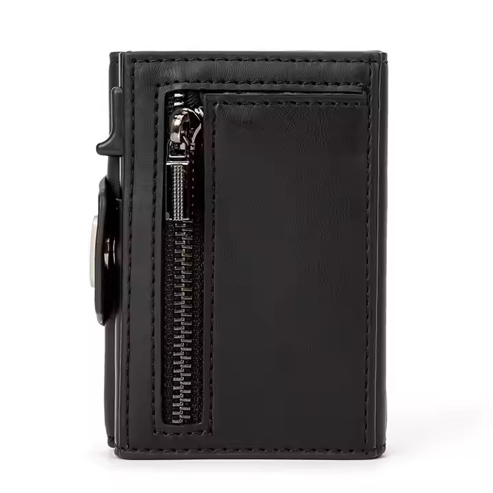 Credit Card Holder Wallet With Zipper Pocket Aluminum Slim Wallet