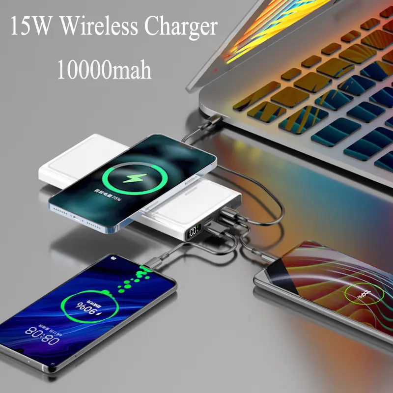 Portable Charger Battery Rosh Slim PD Powerbank 10000mah 22.5W OEM Led display Custom Fast Charging Wireless Power Bank 20000mah