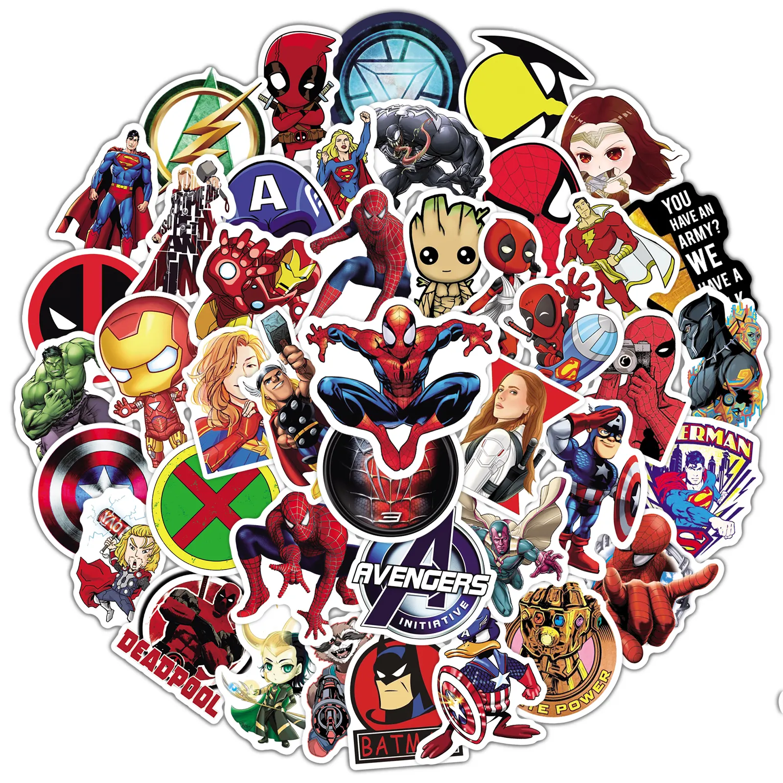 50Pcs New Marvel Heroes Role Decorative Sticker,Skateboard Luggage Guitar Scrapbook Art Vinyl Sticker