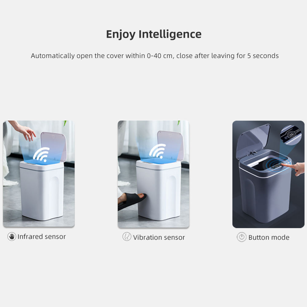 Modern Touchless Induction Garbage Can with Lid Smart Sensor Trash Can, Kitchen Accessories Plastic Automatic Trash Bins