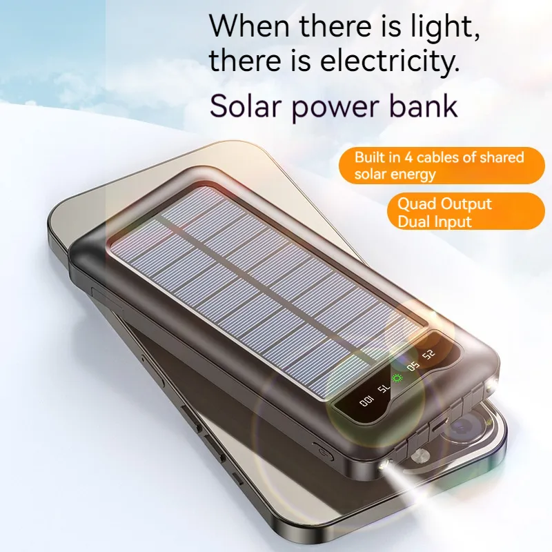 Solar Powerbank 20000mAh Charger Power Bank 10000mAh Flash Light Solar Power Banks Charger With Stand