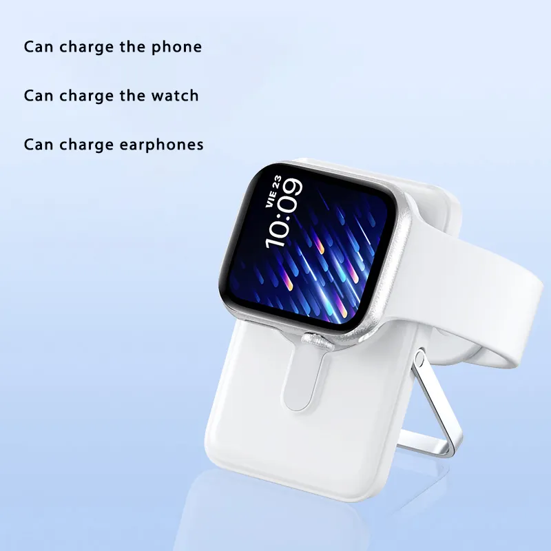 OEM Logo 10000mAh 15W Magnetic Power Bank Phone Holder Charger Fast Charging for Mobile Phones and Smart Watch PB57