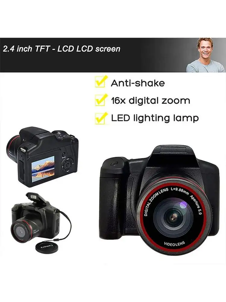 Portable Anti-shake Vlogging TFT 2.4 inch Camera 1080P Video LCD Zoom Digital Camera SLR DSLR Camera with Ultra HD Screen