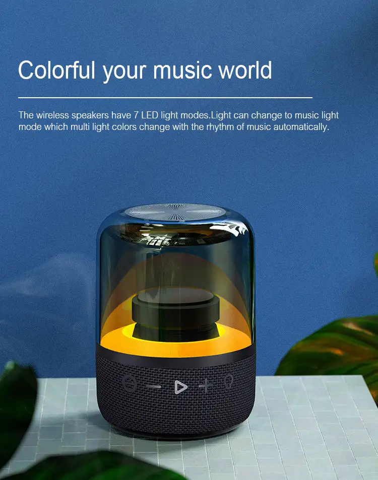 Household Blue tooth Wireless Led Lights Subwoofer Speaker portable mini led rgb light speaker