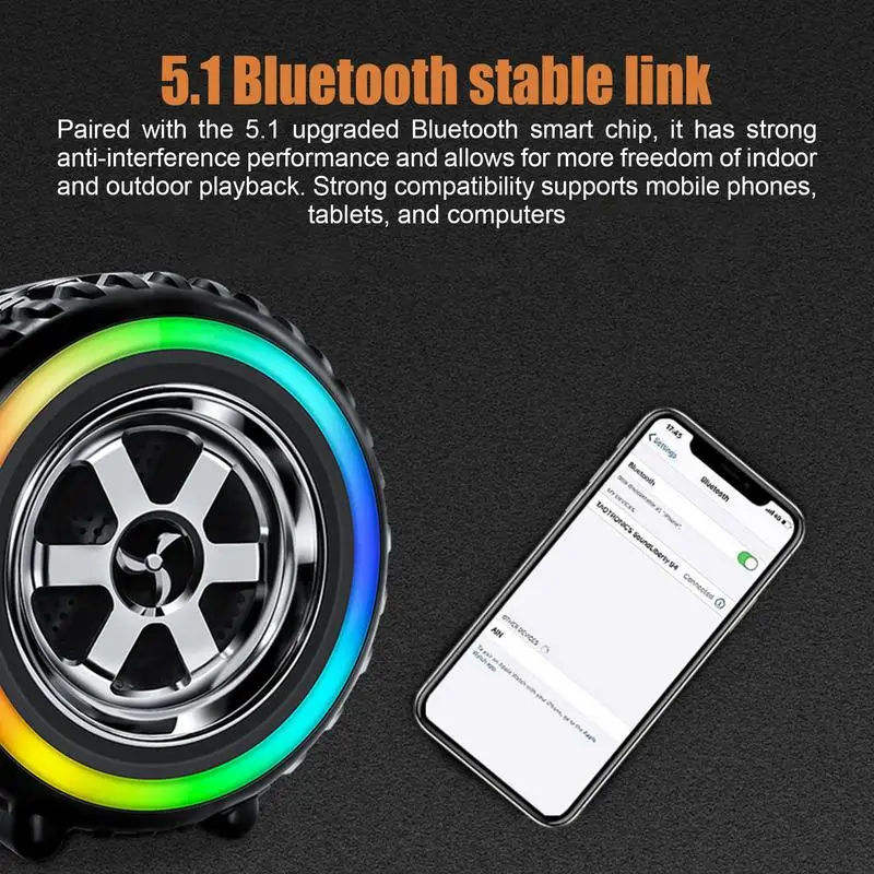 New Electronic Gadgets Bass Subwoofer Mini Party Speaker with TF RGB Light Sound Bar Car Wheel Wireless Portable Speakers