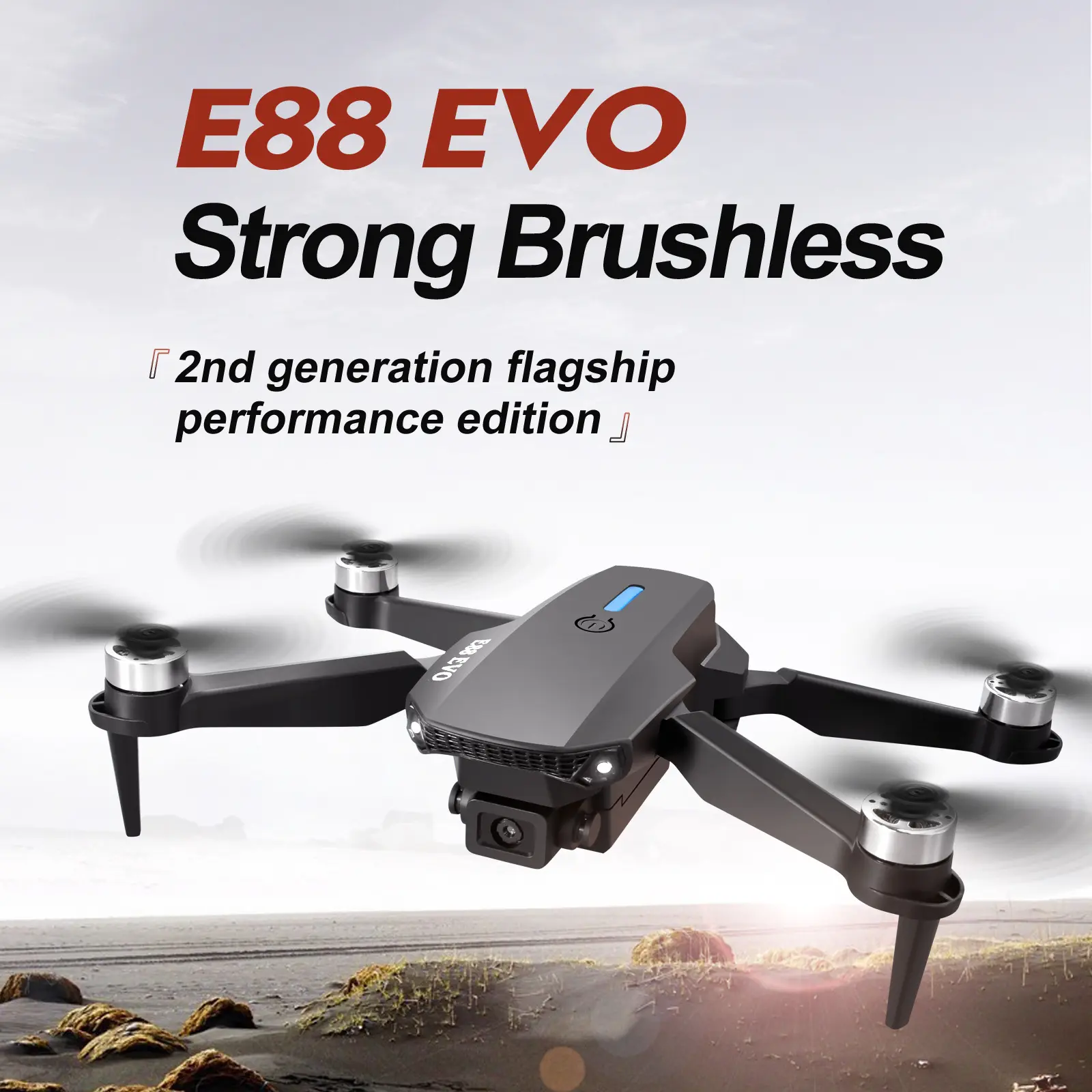 E88 EVO Mini Dron Brushless Motor Remote Control Quadcopter Dual Camera 480P Wifi Optical Flow Position RC Drone