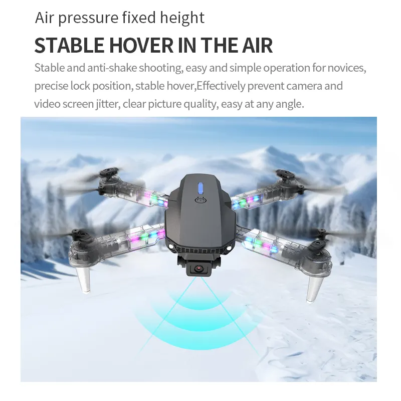 Hot E88 Drone 4K HD Camera LED Light Long Range for 10 Minutes 360 Roll Four Axis Aircraft Beginner Practice Drone RC Toy