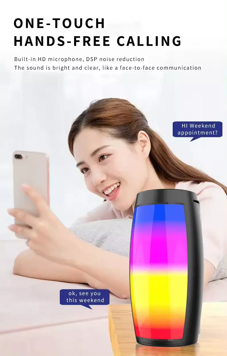 New Style Portable Wireless gaming Speaker with Mixed Colorful LED Lights Multifunction Outdoor Party smart Speaker